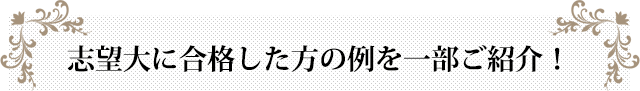 志望大に合格した方の例を一部ご紹介！