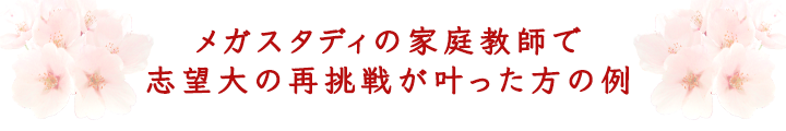 メガスタディの家庭教師で志望大の再挑戦が叶った方の例