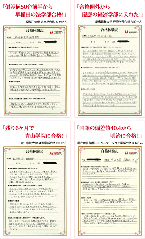 合格圏外から志望校（学部）に現役合格できた生徒たち