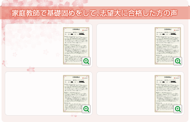 家庭教師で基礎固めをして、志望大に合格した方の声