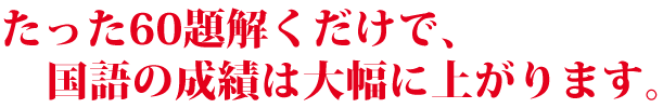 「たった60題解くだけで、国語の成績は大幅に上がります」